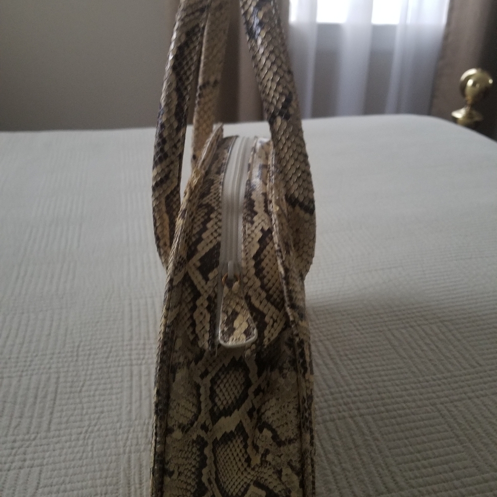 Natural Python Skin Satchel Handbag - image 4
